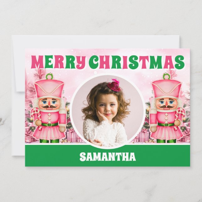 Cartes Pour Fêtes Annuelles Pink Christmas Nutcracker kids (Devant)