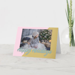 Cartes Pour Fêtes Annuelles Pink Gold Retro Géométrique Joyeux Vacances Photo
