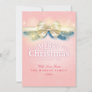 Cartes Pour Fêtes Annuelles Pink Gold Ruban Noël Nouvel An Grey Photo