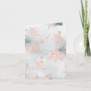 Cartes Pour Fêtes Annuelles Pink Gold Snowflakes Snowwinter Ice Card