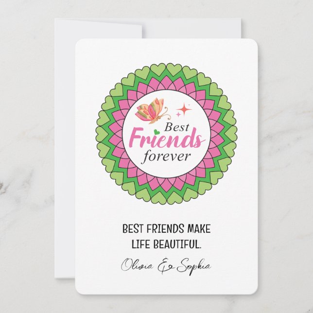 Cartes Pour Fêtes Annuelles Pink Mandala Meilleur Ami Personnalisé (Devant)