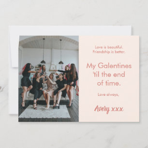 Cartes Pour Fêtes Annuelles Pink Modern Photo Friendship Galentine's Day Card
