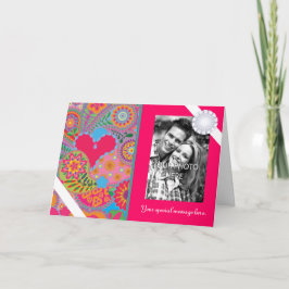 Cartes Pour Fêtes Annuelles Pink Paisley Garden Personalized Photo Valentine