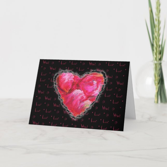 Cartes Pour Fêtes Annuelles Pink Pastel Petal Coeur Valentine Amour Romance (Devant)