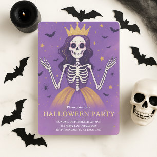 Cartes Pour Fêtes Annuelles Pink Princess Skeleton Halloween Party