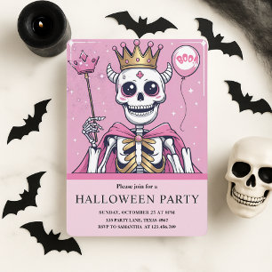 Cartes Pour Fêtes Annuelles Pink Princess Skeleton Halloween Party