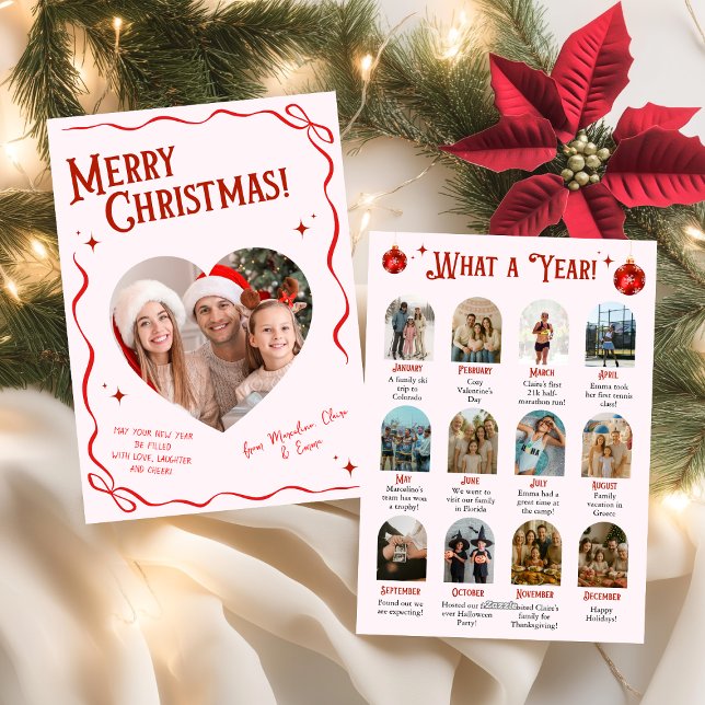 Cartes Pour Fêtes Annuelles Pink & Red Bow Année d'examen Noël (Créateur téléchargé)