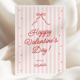 Cartes Pour Fêtes Annuelles Pink Red Bow Galentine's Valentine's Day Card