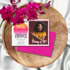Cartes Pour Fêtes Annuelles Pink Retro Sun 1996 Photo 30th Birthday  Holiday 