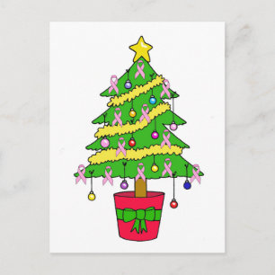 Cartes Pour Fêtes Annuelles Pink Ribbon Cancer du sein Soutien Noël