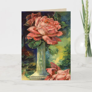 Cartes Pour Fêtes Annuelles Pink Rose Vintage Valentine