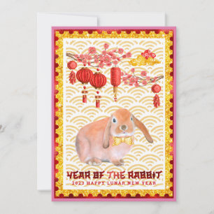 Cartes Pour Fêtes Annuelles Pink rouge Bonne année lunaire du Nouvel An du Lap