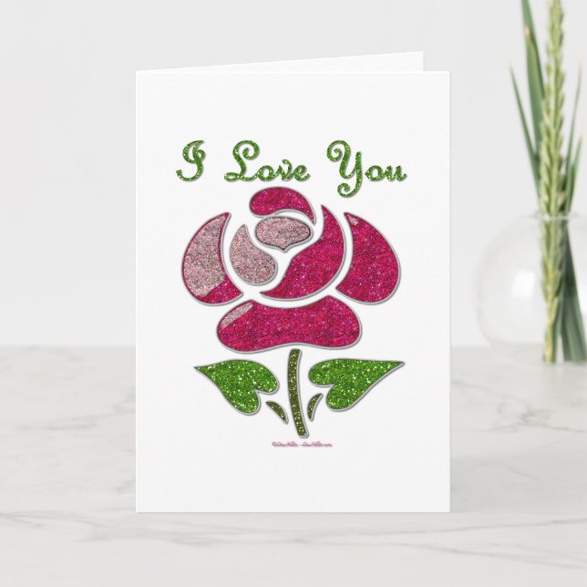 Cartes Pour Fêtes Annuelles Pink Stencil Rose I Love You (Devant)