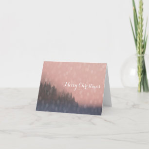 Cartes Pour Fêtes Annuelles Pink Sunrise Frost Trees Forêt Paysage Fog