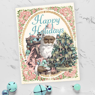 Cartes Pour Fêtes Annuelles Pink vintage + Mint Noir Père Noël