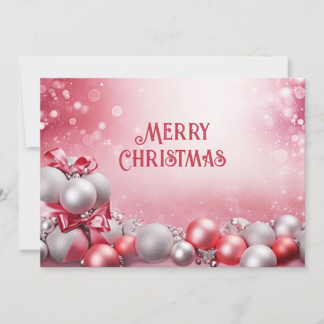 Cartes Pour Fêtes Annuelles Pink White Christmas Balls (Devant)