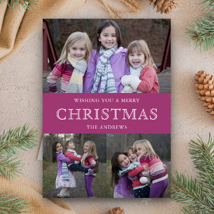 Cartes Pour Fêtes Annuelles Pink Winter Christmas Photo Collage