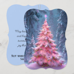 Cartes Pour Fêtes Annuelles Pink Winter Wonderland Personnaliser la signature