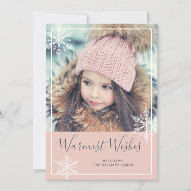 Cartes Pour Fêtes Annuelles Pink Winter Wonderland Photo de vacances personnal (Devant)