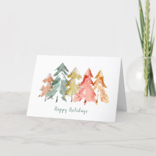 Cartes Pour Fêtes Annuelles Pins Aquarelle douce Abstraite Personnalisée
