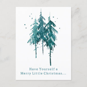 Cartes Pour Fêtes Annuelles Pins bleu-vert simple Noël