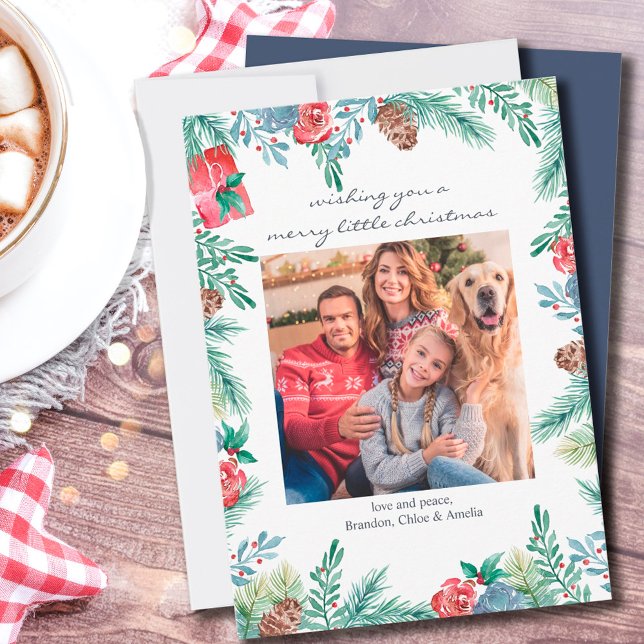 Cartes Pour Fêtes Annuelles Pins cônes et fleurs de Noël Photo encadrée (Créateur téléchargé)