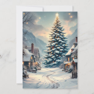 Cartes Pour Fêtes Annuelles Pins dans un village calme