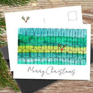 Cartes Pour Fêtes Annuelles Pins de Noël avec Rudolph Aquarelle nommée