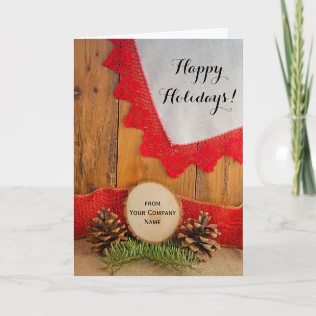 Cartes Pour Fêtes Annuelles Pins Rustiques Grange Bois Entreprise Pays Noël (Devant)