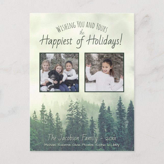 Cartes Pour Fêtes Annuelles Pins rustiques Happest of Holidays 2 Photo (Devant)