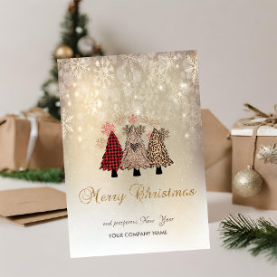Cartes Pour Fêtes Annuelles Pins, Snowflakes Gold Holiday Card
