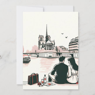 Cartes Pour Fêtes Annuelles Pique-nique Romantique Parisien d'Amour. Chérir le