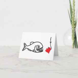Cartes Pour Fêtes Annuelles Piranha mord coeur sur crochet anti valentines jou