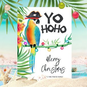 Cartes Pour Fêtes Annuelles Pirate de perroquet de l'île tropicale Yo Ho Noël