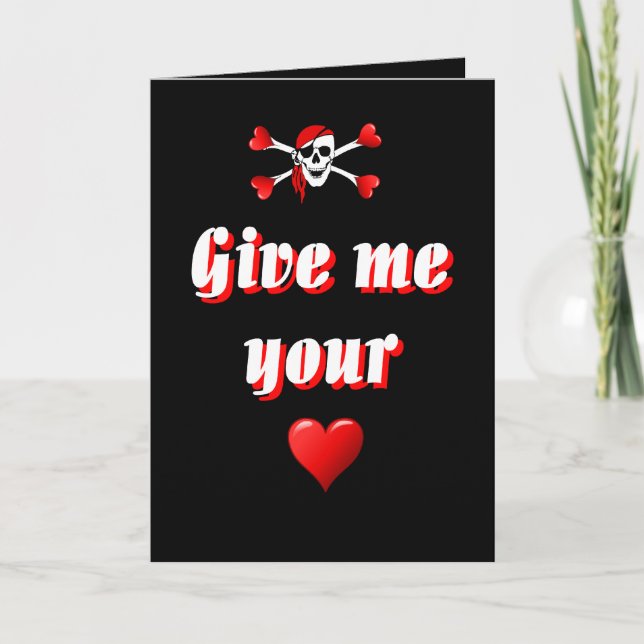 Cartes Pour Fêtes Annuelles Pirate et coeurs (Devant)