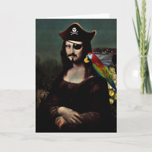 Cartes Pour Fêtes Annuelles Pirate Mona Lisa avec patchs oculaires