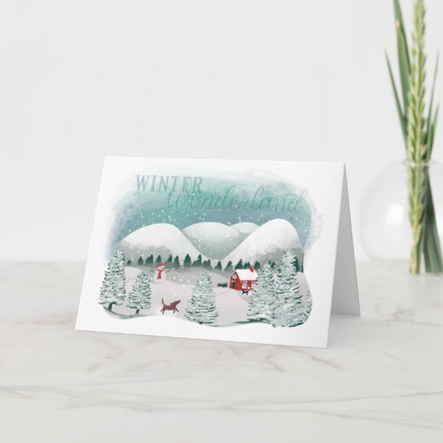 Cartes Pour Fêtes Annuelles Pittoresque Winter Wonderland (Devant)