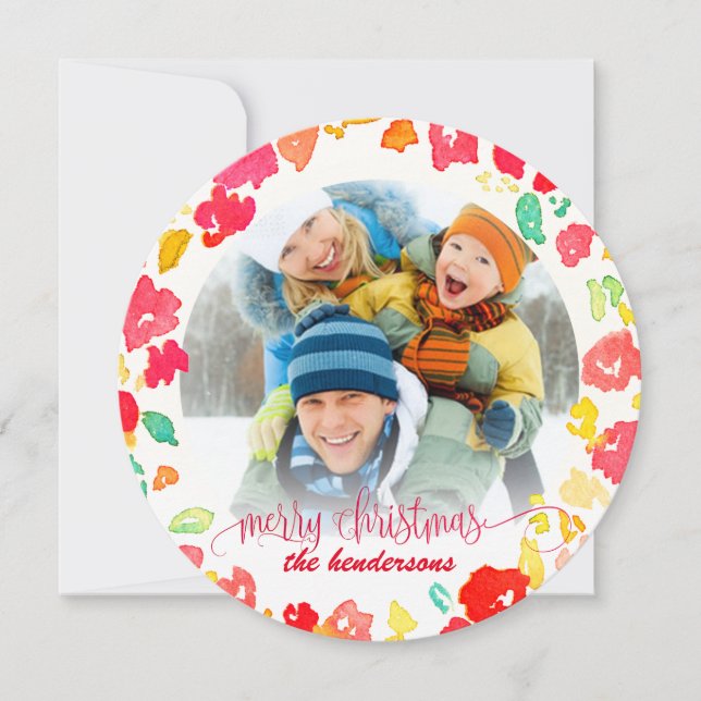 Cartes Pour Fêtes Annuelles PixDezines Aquarelle de Noël/Photo de vacances (Devant)