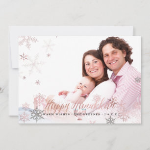 Cartes Pour Fêtes Annuelles PixDezines Hanoukka/flocons de neige roses d'or