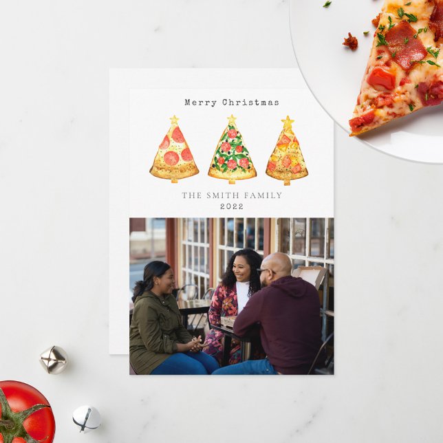 Cartes Pour Fêtes Annuelles Pizza Christmas Family Photo (Créateur téléchargé)
