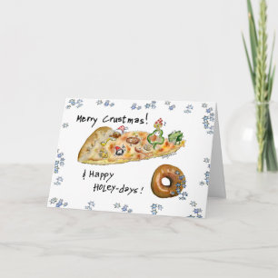 Cartes Pour Fêtes Annuelles Pizza et beignets de Noël