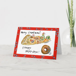 Cartes Pour Fêtes Annuelles Pizza et beignets de Noël