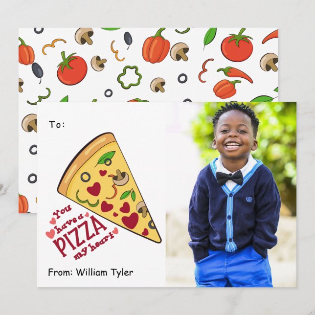 Cartes Pour Fêtes Annuelles Pizza My Heart Classroom Photo Valentines Day (Devant / Derrière)