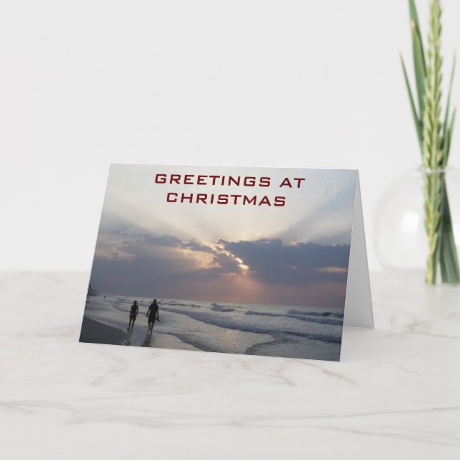 CARTES POUR FÊTES ANNUELLES PLAGE À NOËL=SOYEZ CHAUD/MERCI ET PROFITEZ! (Devant)
