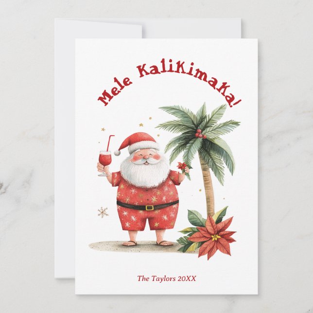 Cartes Pour Fêtes Annuelles Plage agréable Hawaii Mele Kalikimaka Noël (Devant)