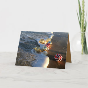 Cartes Pour Fêtes Annuelles Plage avec ornements de Noël