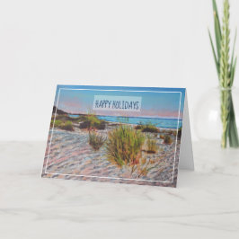 Cartes Pour Fêtes Annuelles Plage côtière Sunset Shoreline Art Holiday