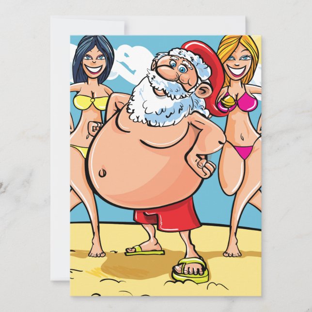 Cartes Pour Fêtes Annuelles plage de bikini santa claus (Devant)