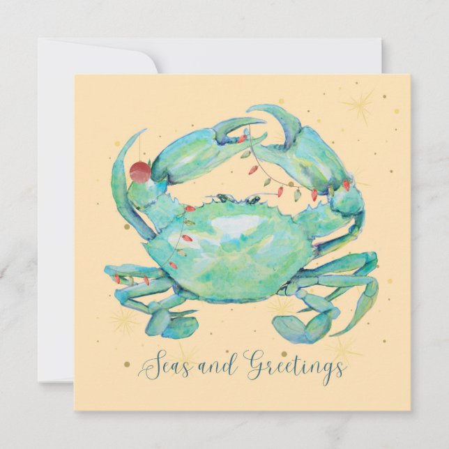 Cartes Pour Fêtes Annuelles Plage de crabe de Noël (Devant)