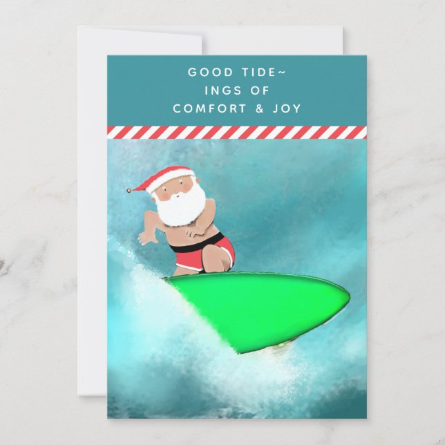 Cartes Pour Fêtes Annuelles Plage de surf de Noël créative (Devant)